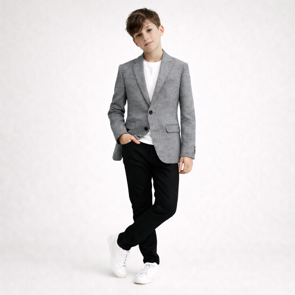 Nice Threads Boys Slim Fit Glen Plaid Sports Jacket
